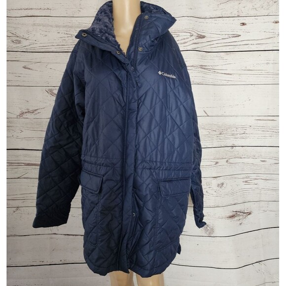 New Columbia Long Blue Quilted Jacket Coat XXL NWOT - Picture 1 of 8
